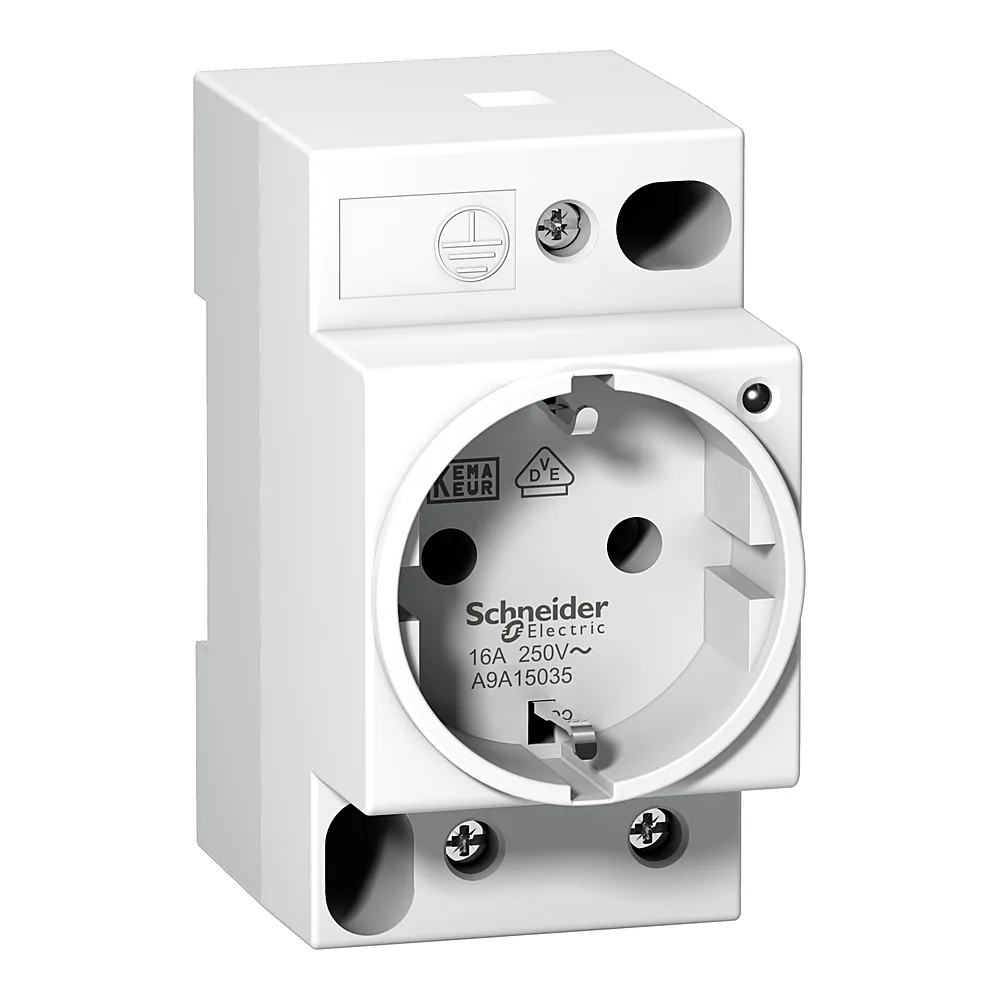 Розетка з заземленням Schuko на DIN-рейку 250 В 16 А з індикатором Schneider Electric A9A15312