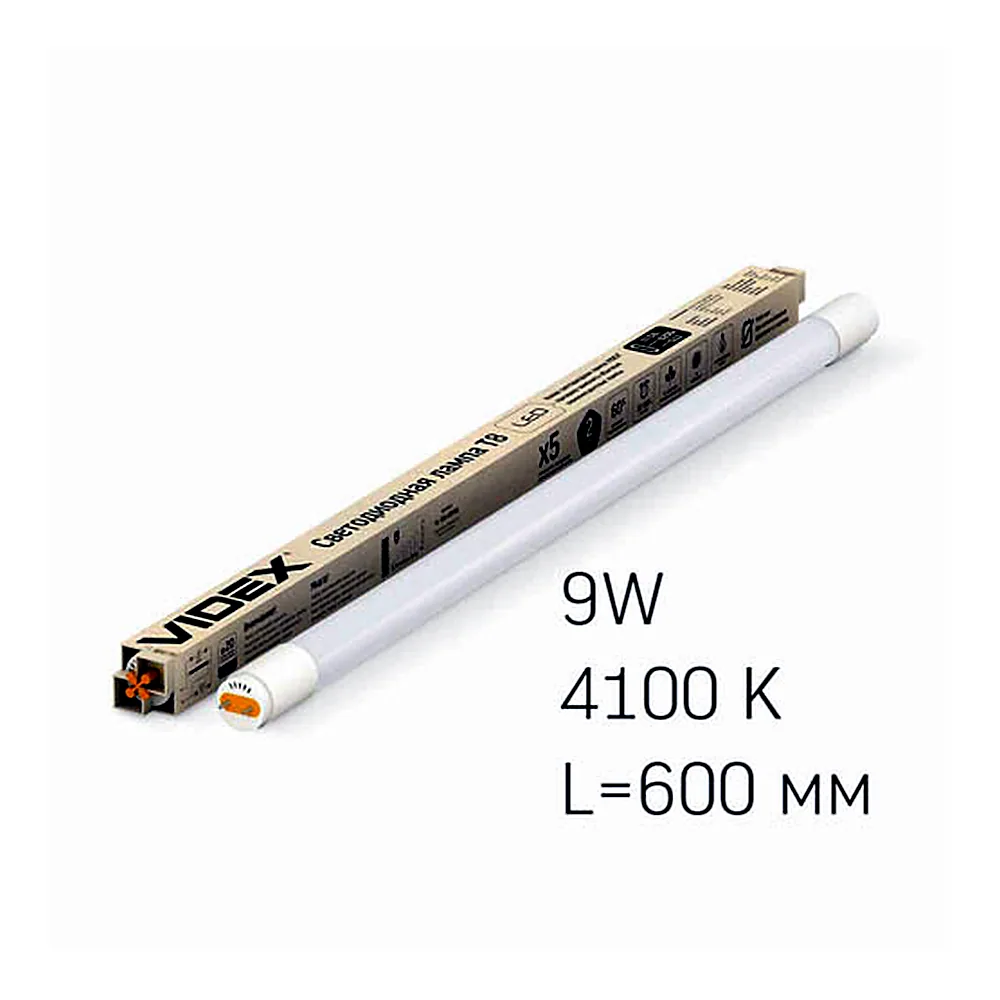 LED лампа VIDEX T8b 9W 0.6M 4100K 220V, матовая