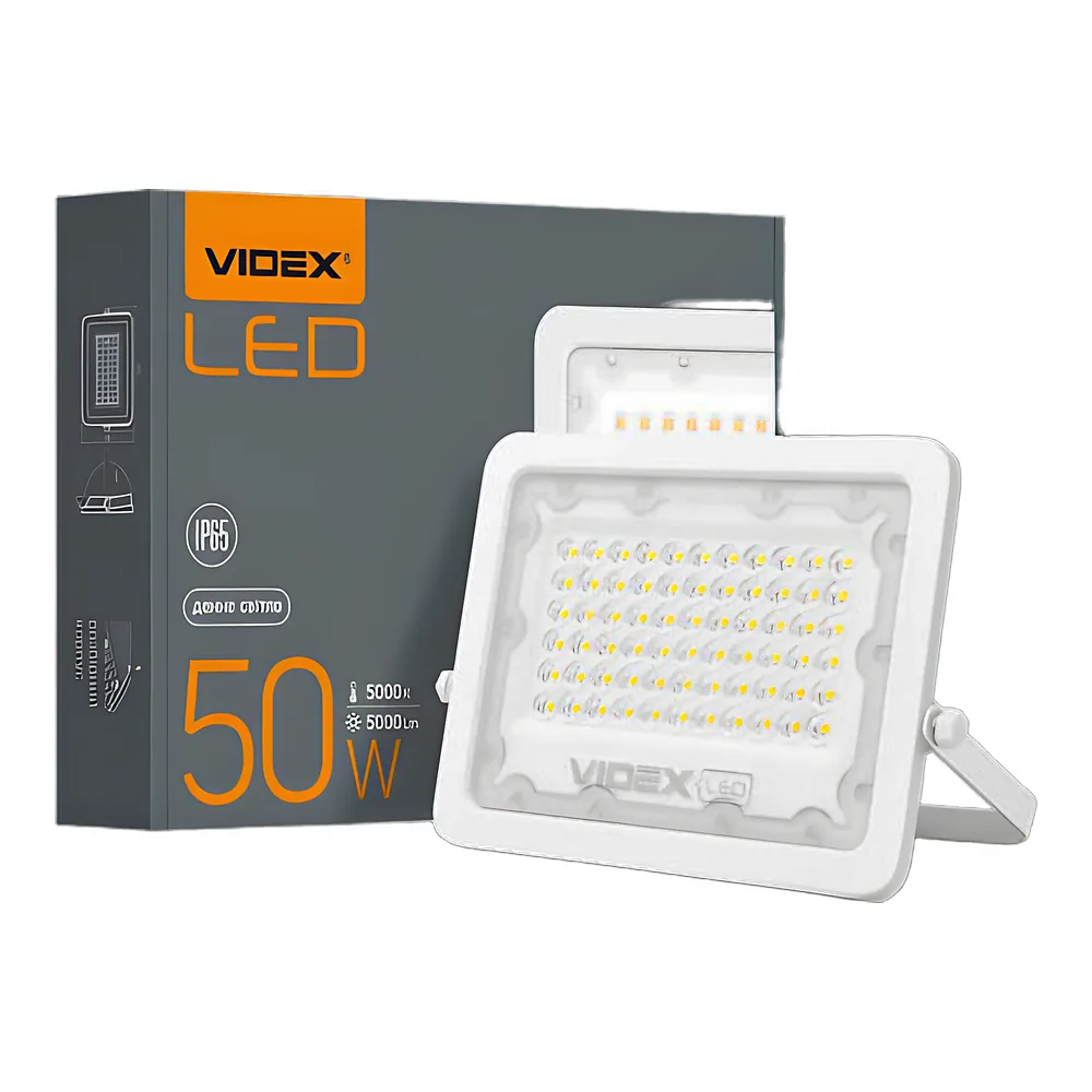 Світлодіодний прожектор 50 Вт 5000 K 220 В чорний (20 шт) Videx VL-F2e-505W