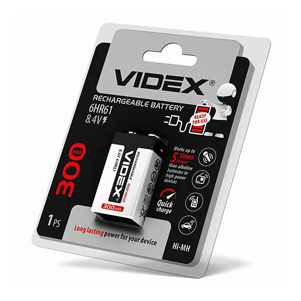 Акумулятор Videx 6HR61 300mAh 6HR61/300/1DB