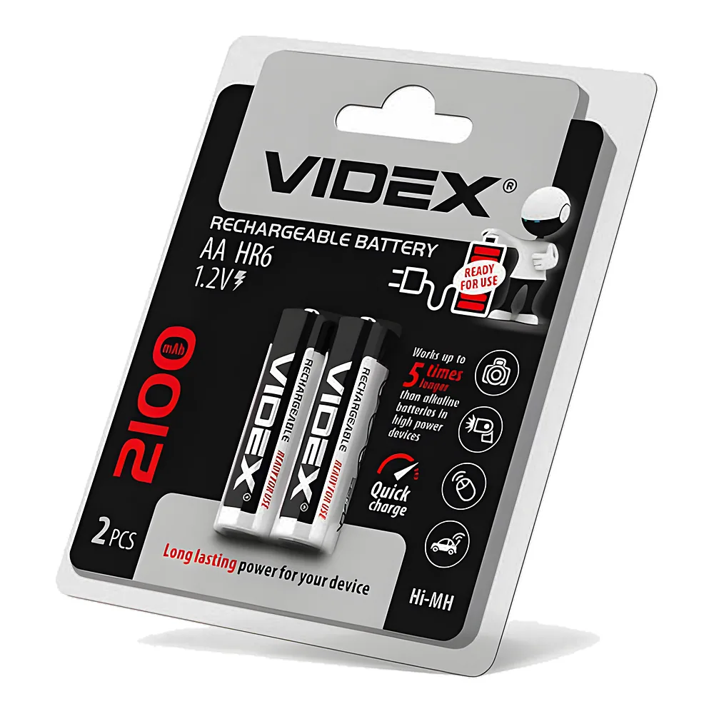 Акумулятор HR6/AA 2100 мА·год (2 шт) Videx HR6/2100/2DB