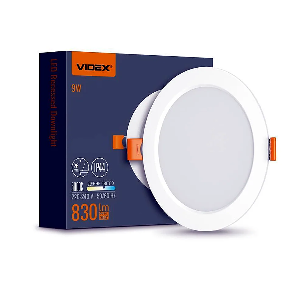 Світильник вбудований круглий Back 9 Вт 5000 K білий Videx VL-DLBR-095