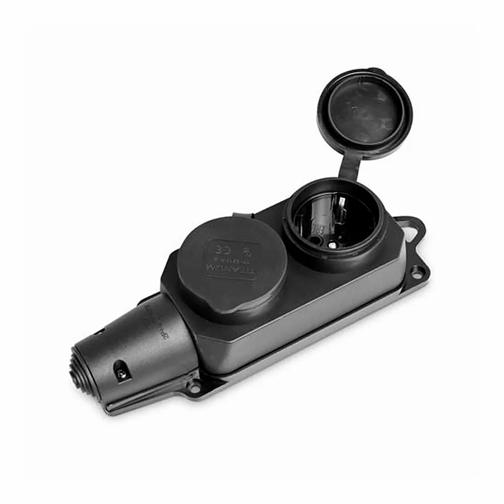 Колодка Videx TITANUM STANDARD IP44 2 гнізда 16А чорна TF-B216IP-B ТF-B216IP-B