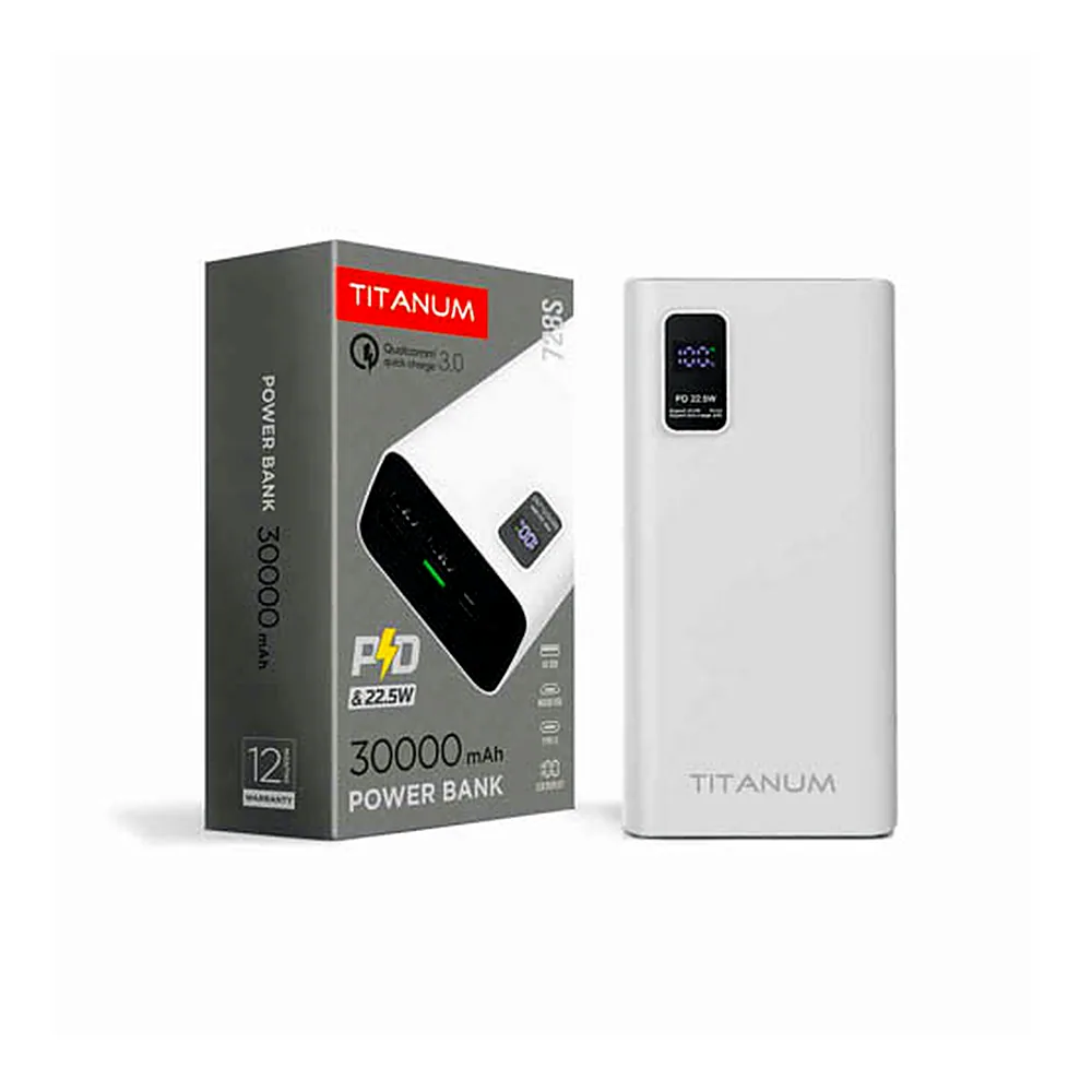 Повербанк Videx TITANUM 728S 30000mAh 22.5W White TPB-728S-W