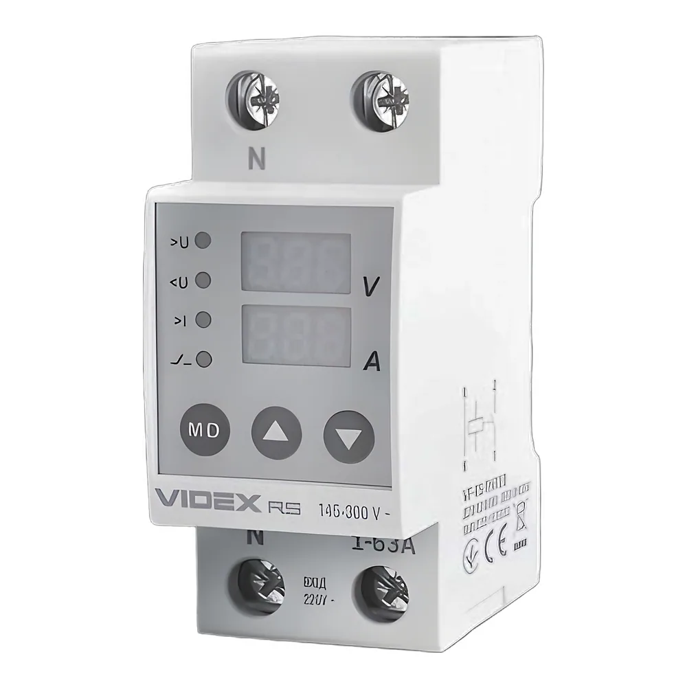 Реле напруги та струму RESIST 145-300 В 1-63 А Videx VF-RS-RNT63