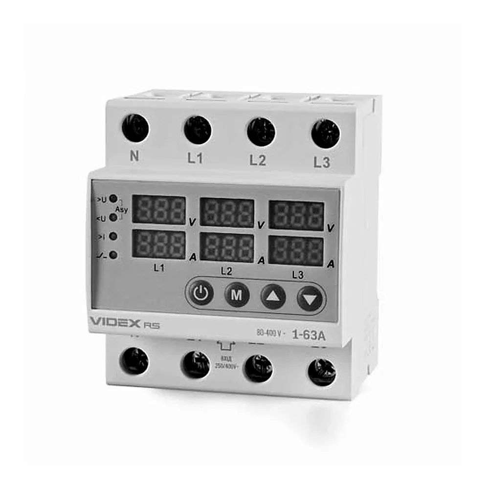 Реле контролю напруги та струму VIDEX RESIST VF-RS-3RNT63 трифазне 145-300В 1-63А