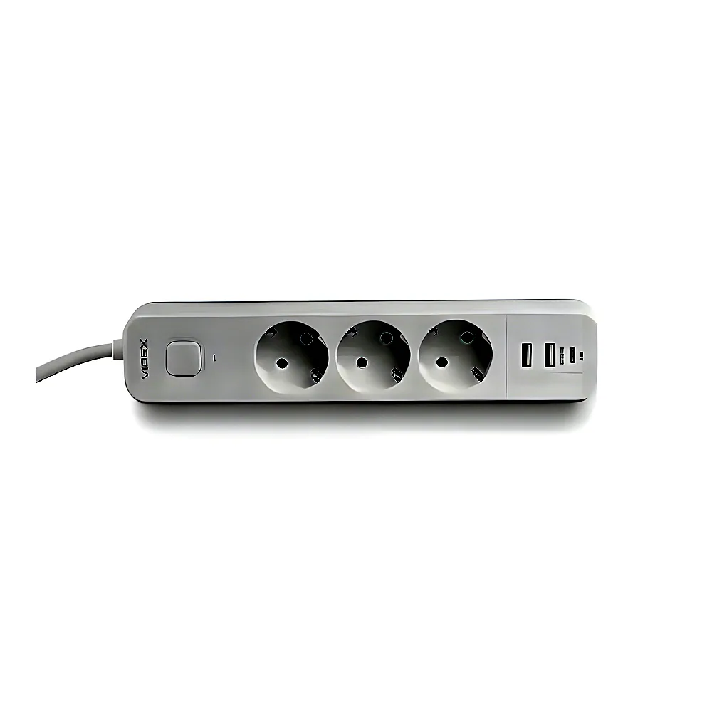 Подовжувач Videx ONCORD 3P з/з 3 м 2USB USB-C білий VF-PD33G2U1C-W