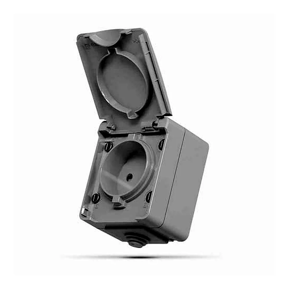 Розетка Videx Binera одинарна зовнішня сіра IP65 VF-BNW21-G