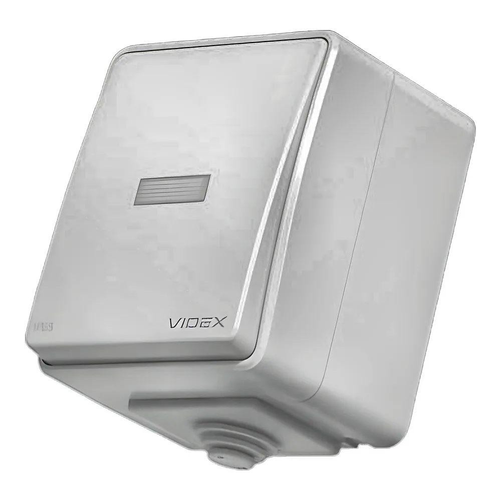 Вимикач BINERA 1-клавішний з підсвіткою IP65 сірий Videx VF-BNW11L-G