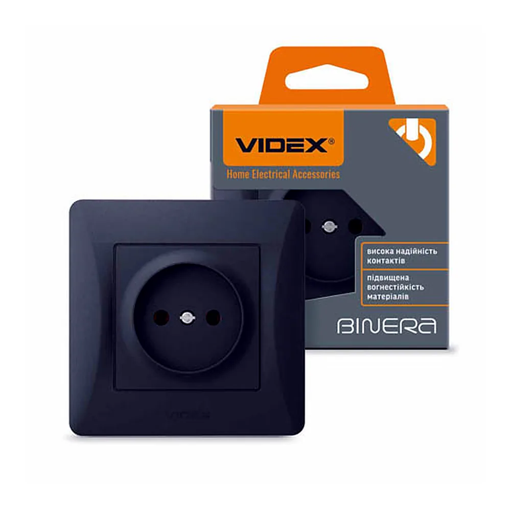Розетка Videx BINERA 1-на чорний графіт VF-BNSK1-BG