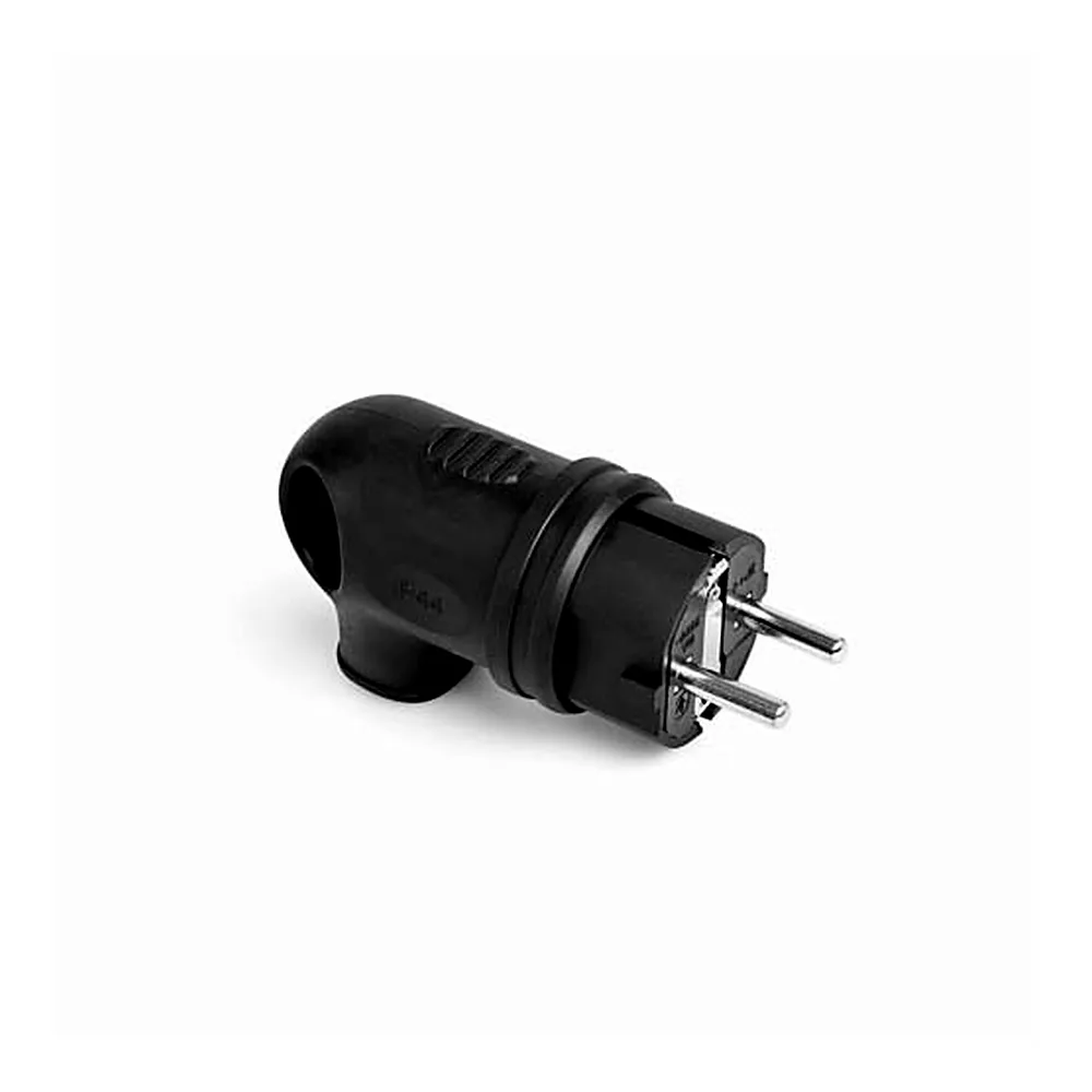 Вилка Videx TITANUM STANDARD IP44 кутова із заземленням 16А з ручкою чорна TF-PL216IP-B ТF-PL216IP-B