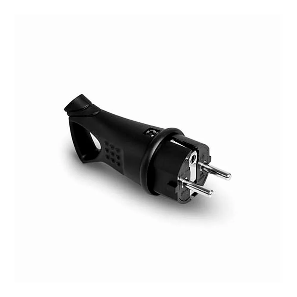 Вилка Videx TITANUM STANDARD IP44 пряма із заземленням 16A з ручкою чорна TF-PL316IP-B ТF-PL316IP-B