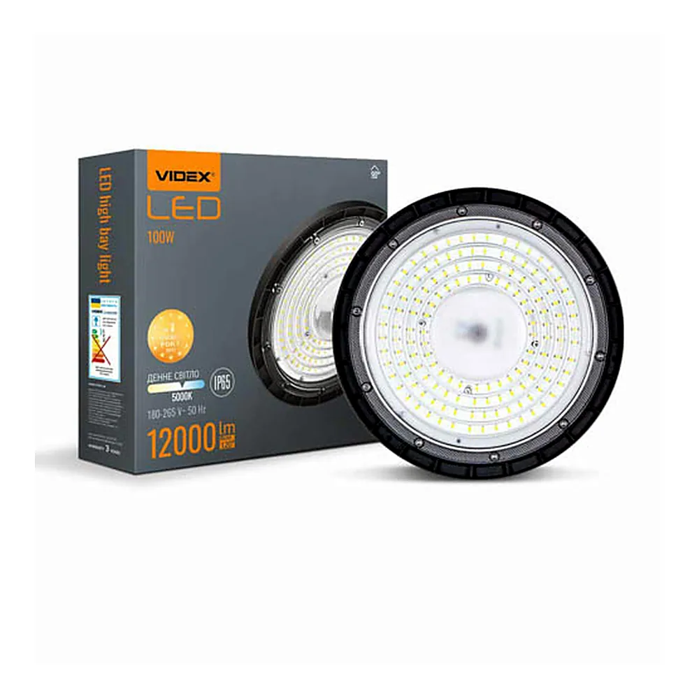 Світильник висотний LED VIDEX High Bay 100Вт 5000К 12000 лм 220В чорний VL-HBe03-1005B