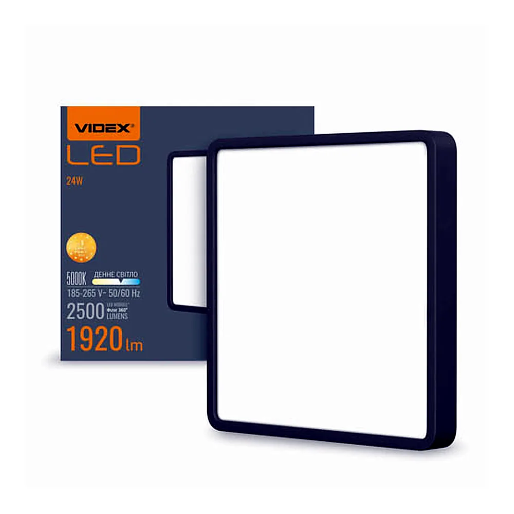 Світильник Videx VL-DLSS-245B накладний квадратний 24W 5000K чорний VL-DLSS-245B