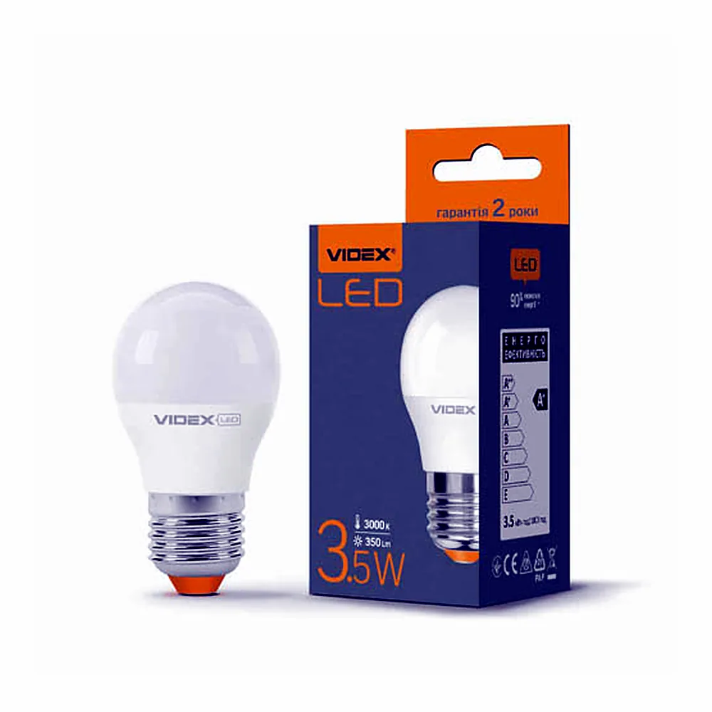 LED лампа VIDEX G45е 3,5W E27 3000K 220V