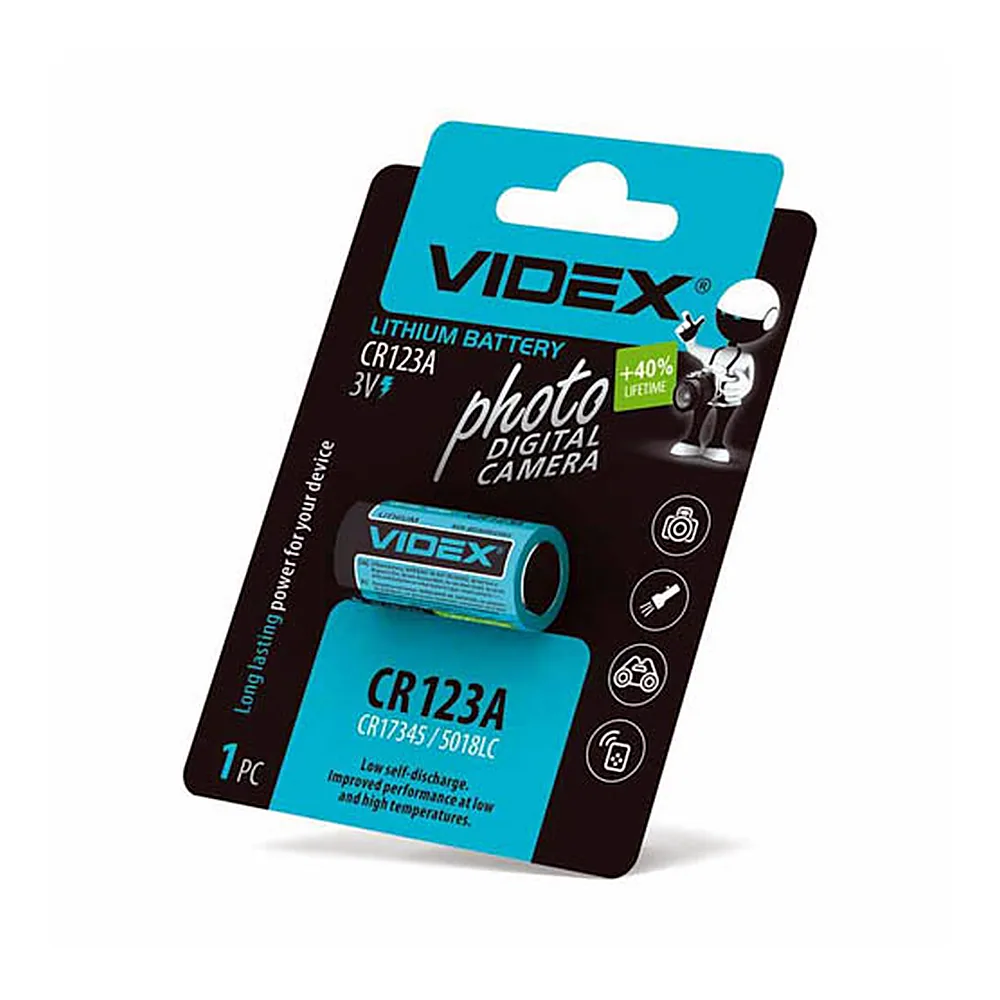 Батарейка літієва CR123A 1pc BLISTER CARD (20/200)