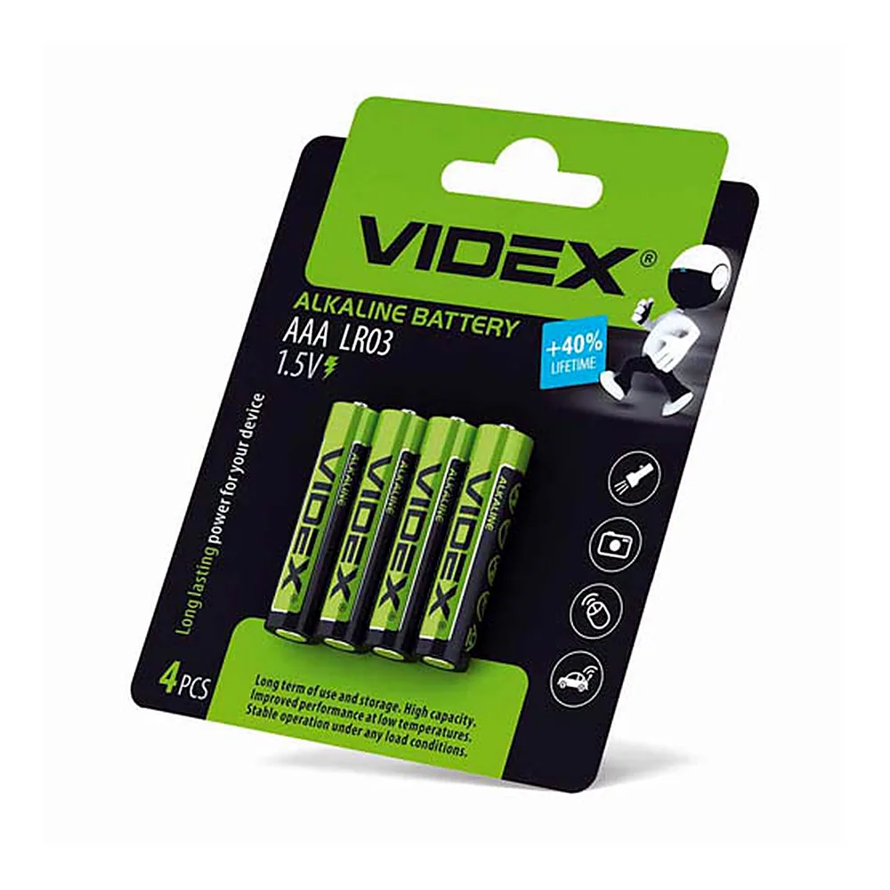 Батарейка лужна Videx LR03 AAA 4 шт LR03/AAA 4pcs BC