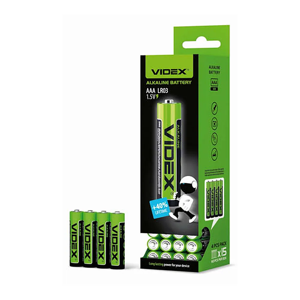 Батарейка лужна Videx LR03 AAA 4 шт LR03/AAA 4pcs S