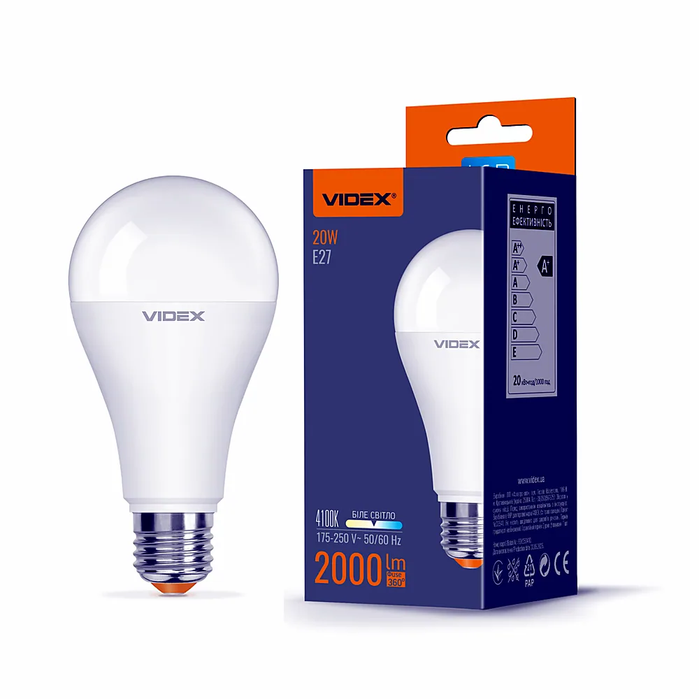 LED лампа Videx A65e 20W E27 4100K VL-A65e-20274