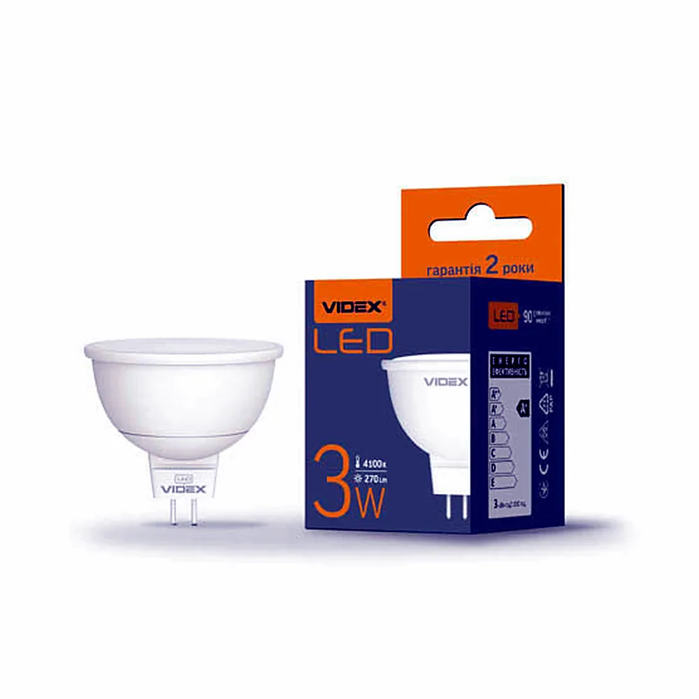 Світлодіодна лампа Videx MR16e 3W GU5.3 4100K 220V VL-MR16e-03534