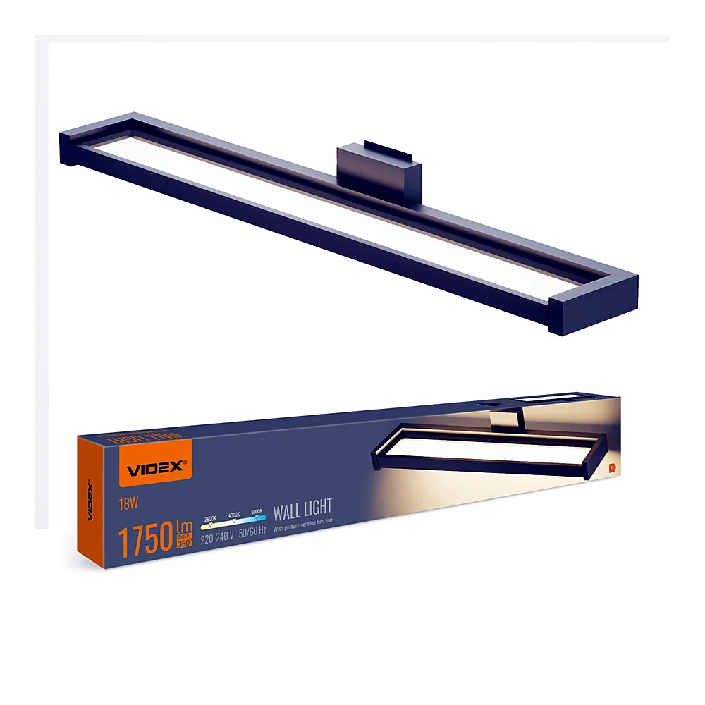 LED світильник настінний з сенсором VIDEX WL02 18W 2800K-4000K-6000K Black