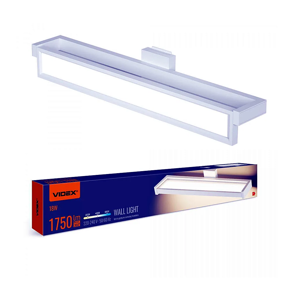 Світильник Videx WL02 LED настінний з сенсором 18W 2800K-4000K-6000K білий VL-WL02-18CSW