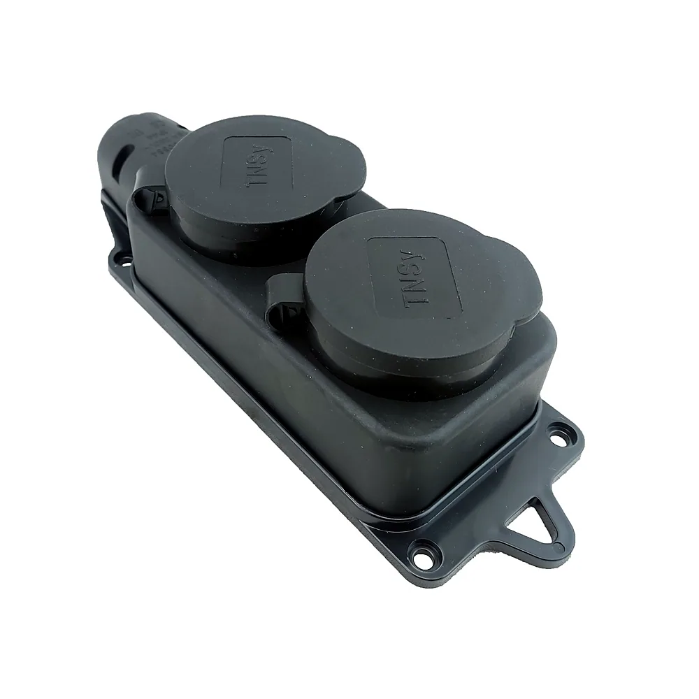 Розетка TECHNO SYSTEM RUBBER IP44 двомісна з захисними кришками з/к TNSy5000076