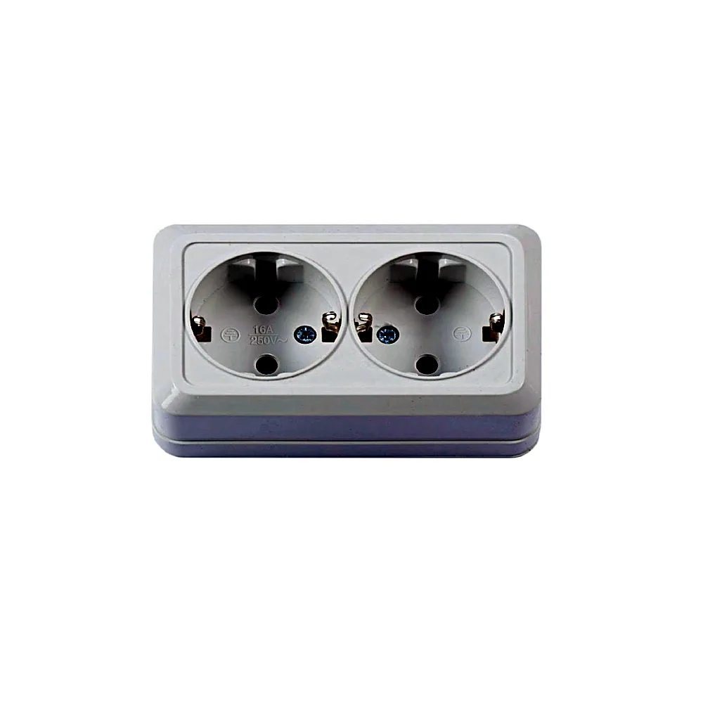Розетка TECHNO SYSTEM Leon 2-а з/к IP20 біла TNSy5000063