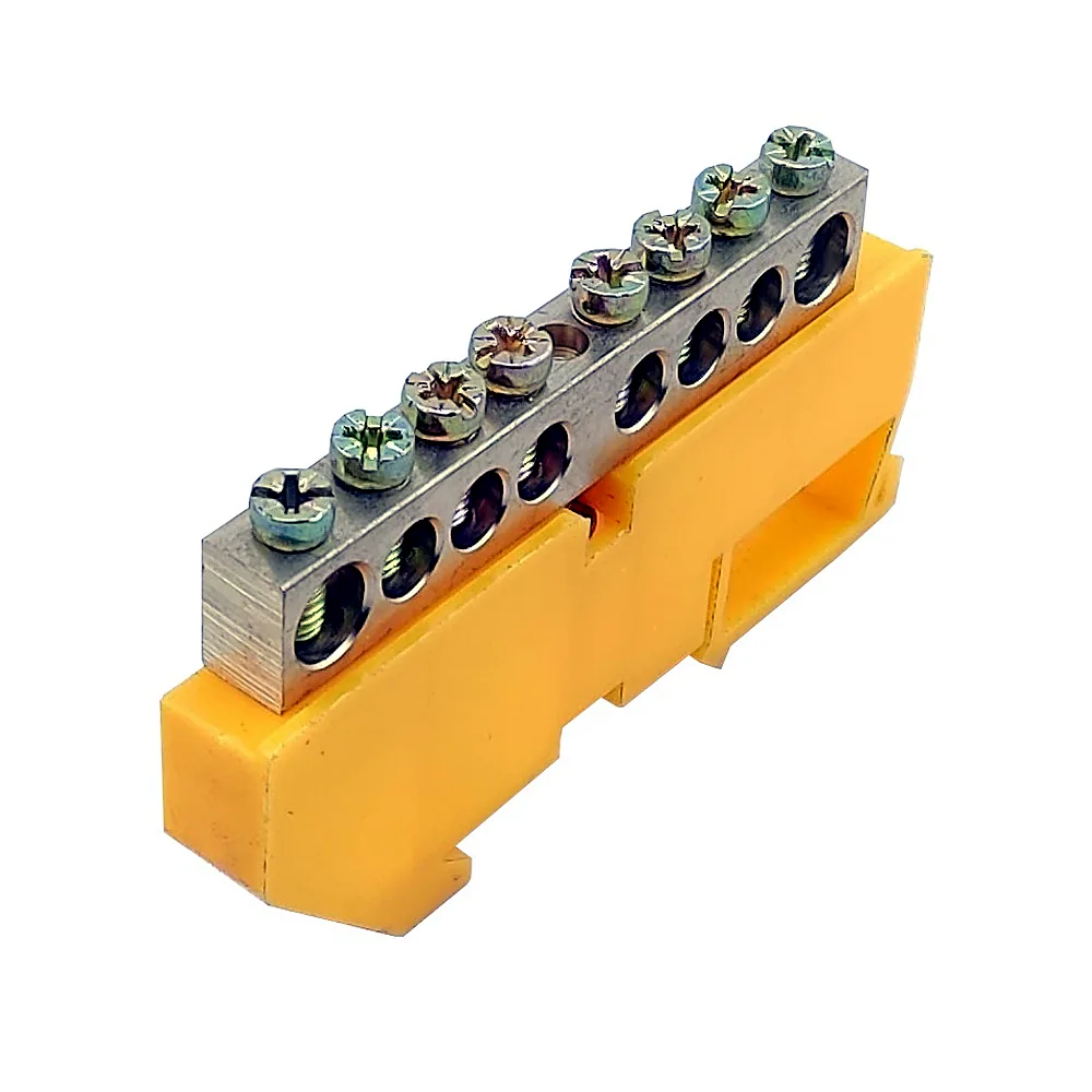 Шина N/PE ізольована на DIN-рейку ШЛІ8х12-8 жовта TECHNO SYSTEM TNSy5503134