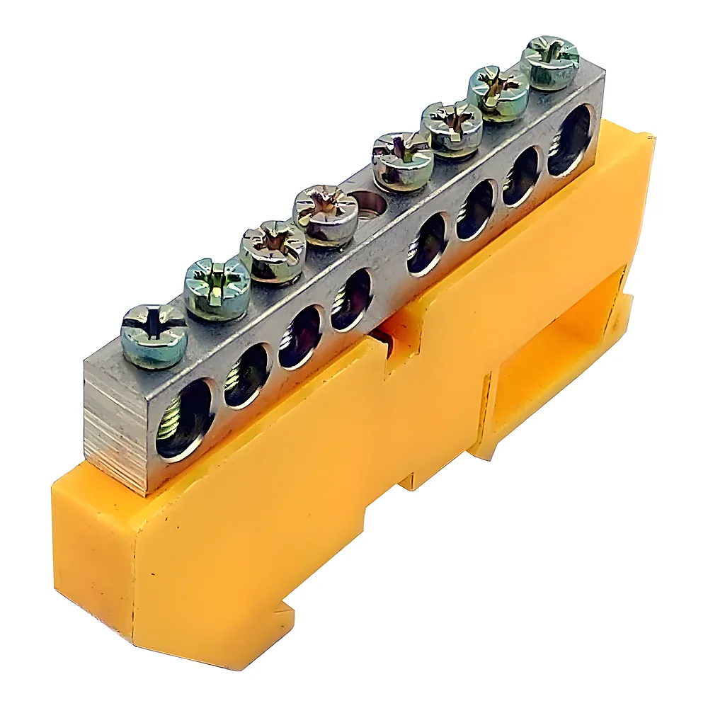 Нульова шина N/PE ізольована на DIN-рейку ШЛІ8х12-8 жовта TECHNO SYSTEM TNSy5503134