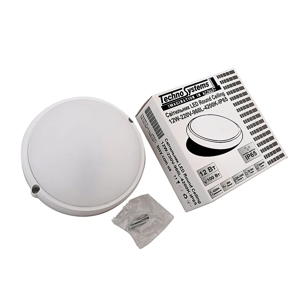 Світильник TECHNO SYSTEM Round Ceiling LED круглий 12W 220V 960Lm 4200K IP65 TNSy5000103