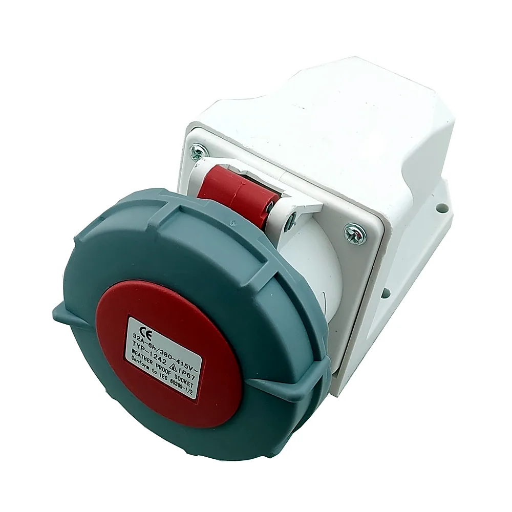 Розетка 1242 PRO стаціонарна 3Р+PЕ 32А 380В IP67, TECHNO SYSTEM