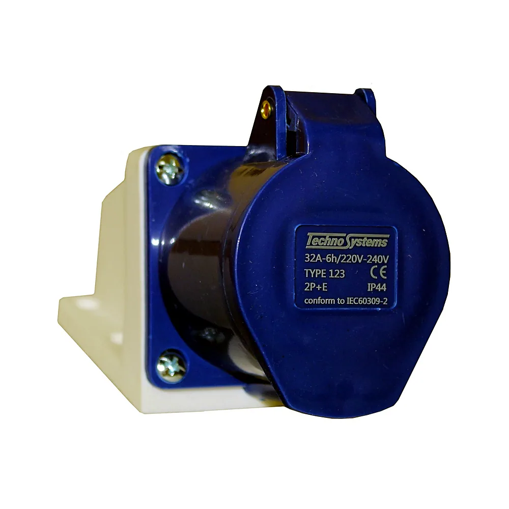 Розетка TECHNO SYSTEM 123 стаціонарна 2P+PE 32A 220V IP44 TNSy5500409