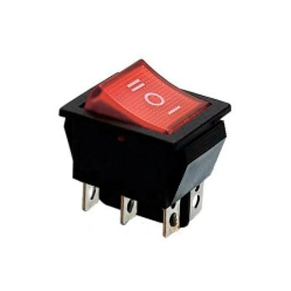 KCD2-203N R/B 220V Перемикач 1 клав, перекидний червоний з підсвічуванням