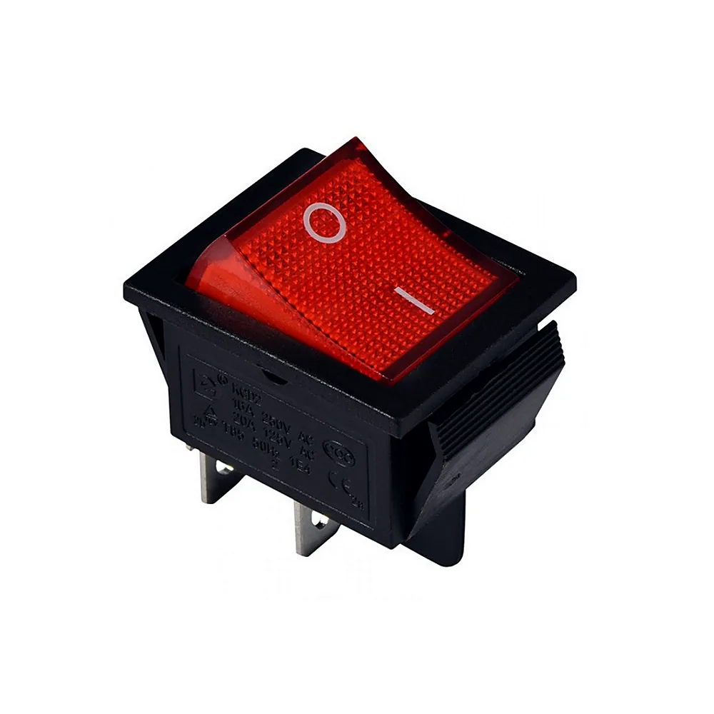 Перемикач клавішний TECHNO SYSTEM KCD2-201N R/B 220V з підсвіткою червоний TNSy5500770