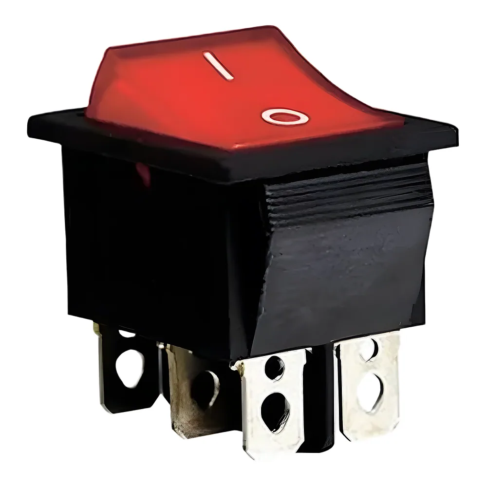 Клавішний перемикач KCD2-202N R/B 220 В з підсвіткою червоний TECHNO SYSTEM TNSy5500775
