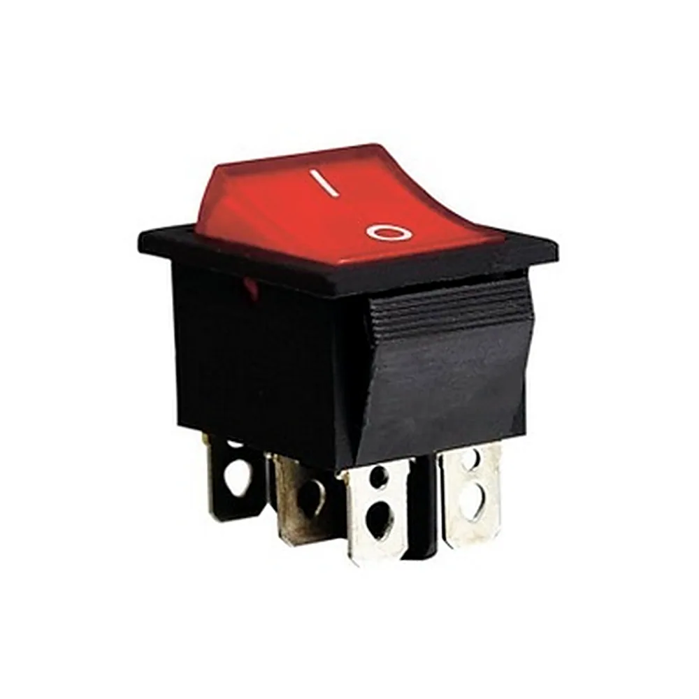 Перемикач клавішний TECHNO SYSTEM KCD2-202N R/B 220V з підсвіткою червоний TNSy5500775