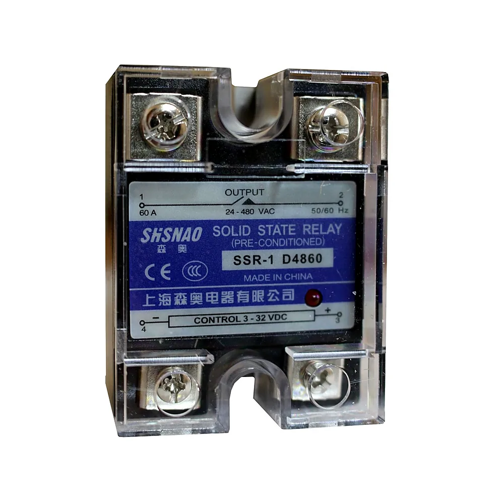 Твердотільне реле TECHNO SYSTEM SSR-1 D4860 60A 24-480V AC 3-32V DC TNSy5505565