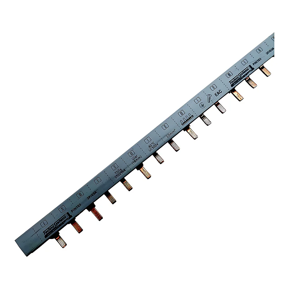 Шина з'єднувальна PIN103 3P 63 А 10 мм² 54 модулі 1 м штир TECHNO SYSTEM TNSy5502964
