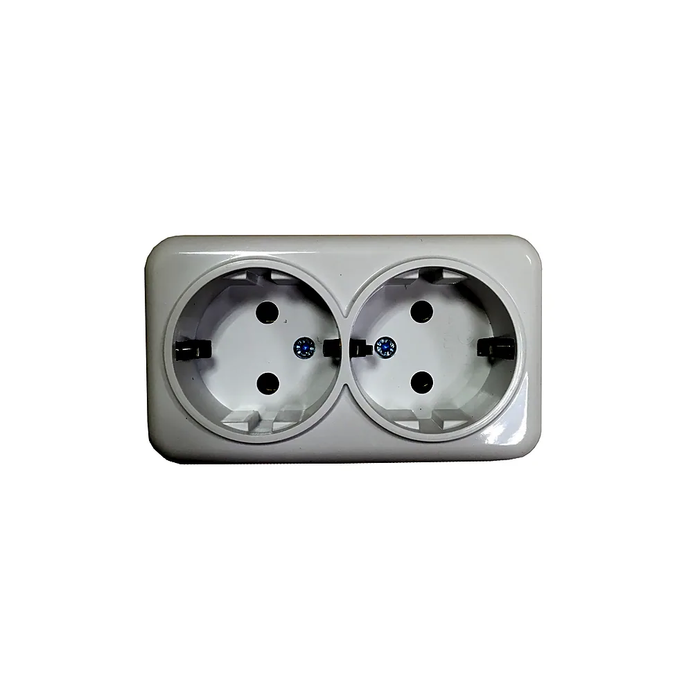 Розетка TECHNO SYSTEM LEMUR TNSy5000984 зовнішня 2-а з заземленням біла IP20