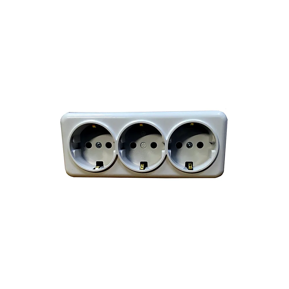 Розетка TECHNO SYSTEM LEMUR TNSy5000986 зовнішня 3-а з заземленням біла IP20