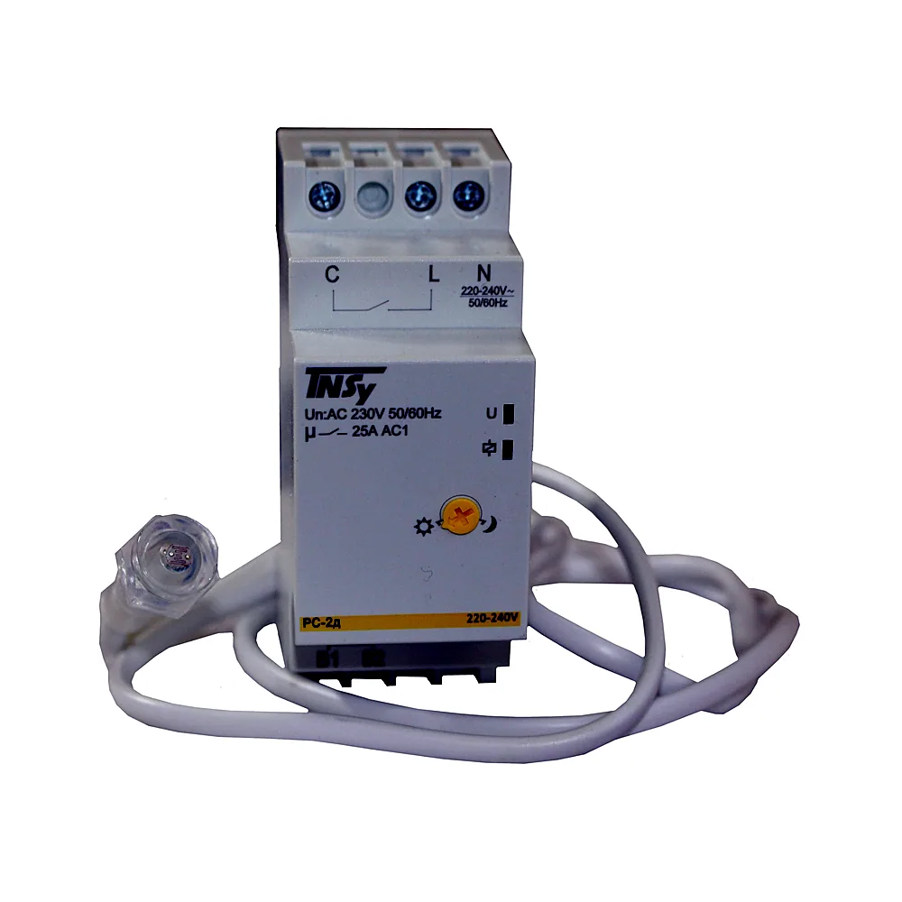 Реле сутінкове РС-2д 2мод 220-240VAC (1N/Ox25A_AC1) 5-100Iux з датчиком TNSy