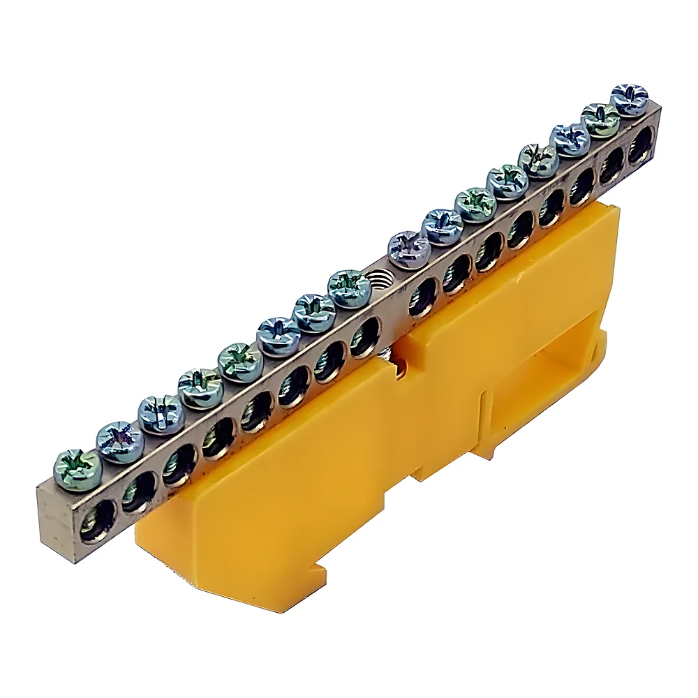 Нульова шина ізольована N/PE на DIN-рейку ШЛІ6х9-16 жовта TECHNO SYSTEM TNSy5503129
