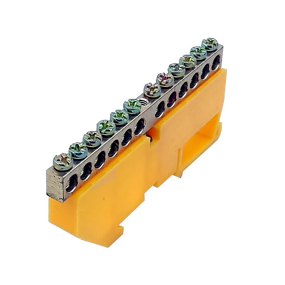 Шина N/PE ізольована на DIN-рейку ШЛІ6х9-12 жовта TECHNO SYSTEM TNSy5503127