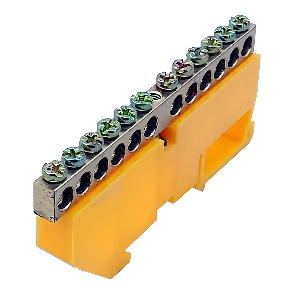 Нульова шина N/PE ізольована на DIN-рейку ШЛІ6х9-12 жовта TECHNO SYSTEM TNSy5503127