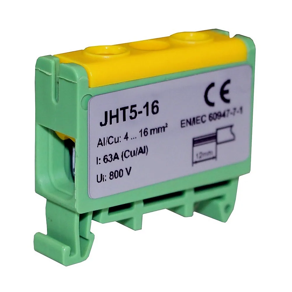 Клема силова СКНГз-JHT5-16 4-16мм2 63А "PE" жовто-зелена