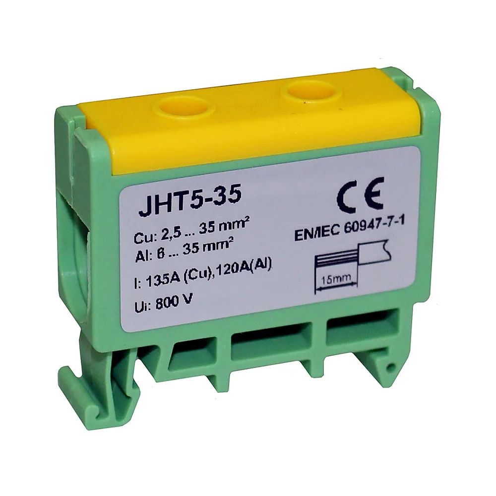 Клема силова СКНГз-JHT5-35 6-35мм2 120А "PE" жовто-зелена