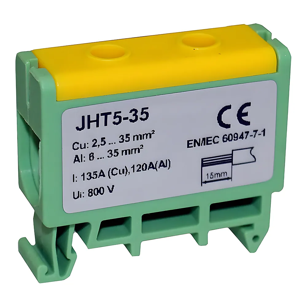 Клема силова СКНГз-JHT5-35 6-35 мм² 120 А PE жовто-зелена TECHNO SYSTEM TNSy5506543