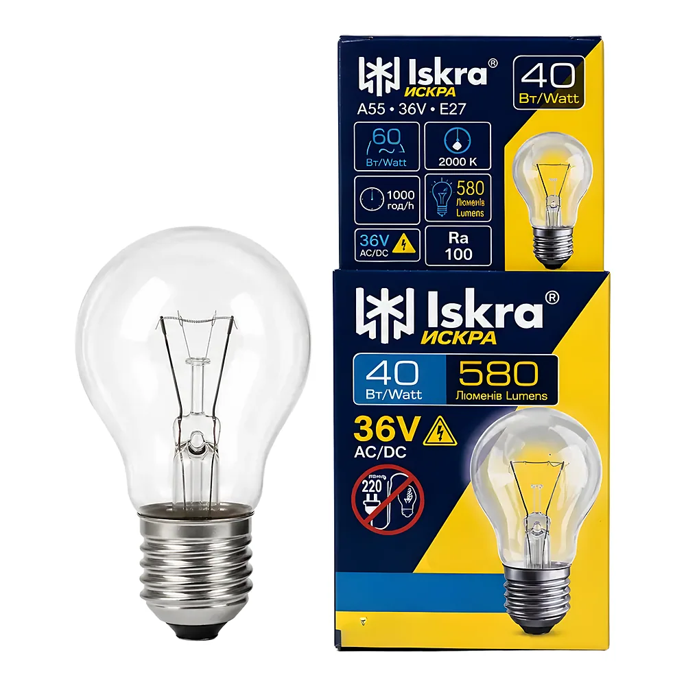 Лампа МО 36 В 40 Вт E27 Іскра