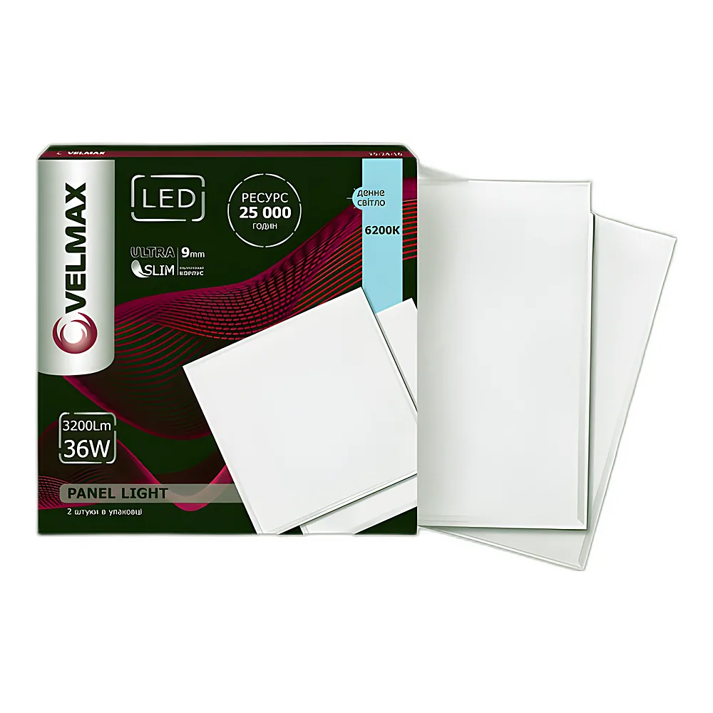 Світильник LEBRON VELMAX V-UPS 36W 595x595mm 6200K 3200Lm 25-24-16-1